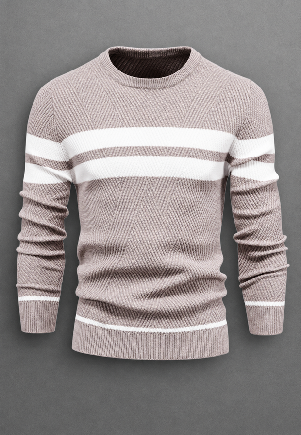 Pull homme à col rond, rayé, en maille texturée - Tobias