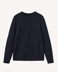 Pull homme à col rond, motif losanges en relief, manches longues - Adriel