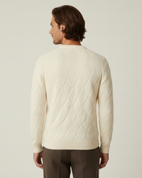 Pull homme à col rond, motif losanges en relief, manches longues - Adriel