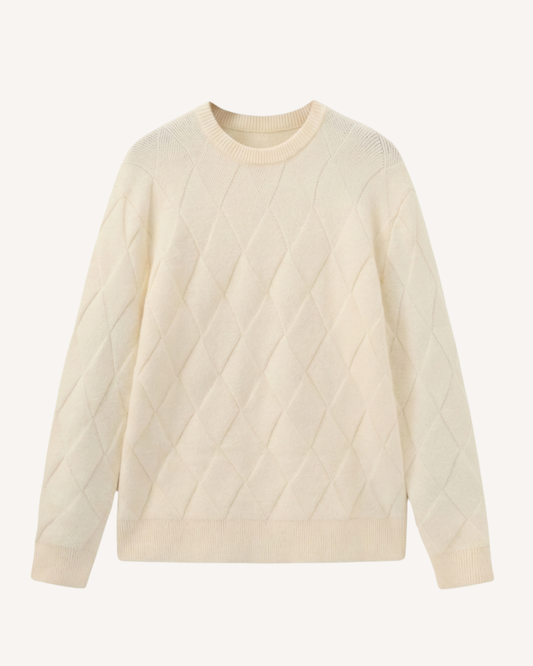 Pull homme à col rond, motif losanges en relief, manches longues - Adriel