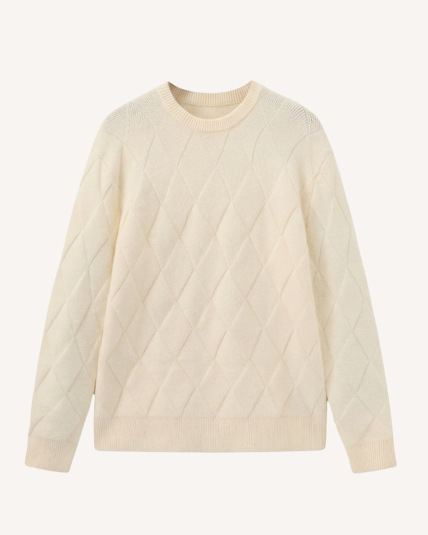 Pull homme à col rond, motif losanges en relief, manches longues - Adriel