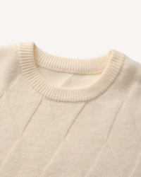 Pull homme à col rond, motif losanges en relief, manches longues - Adriel