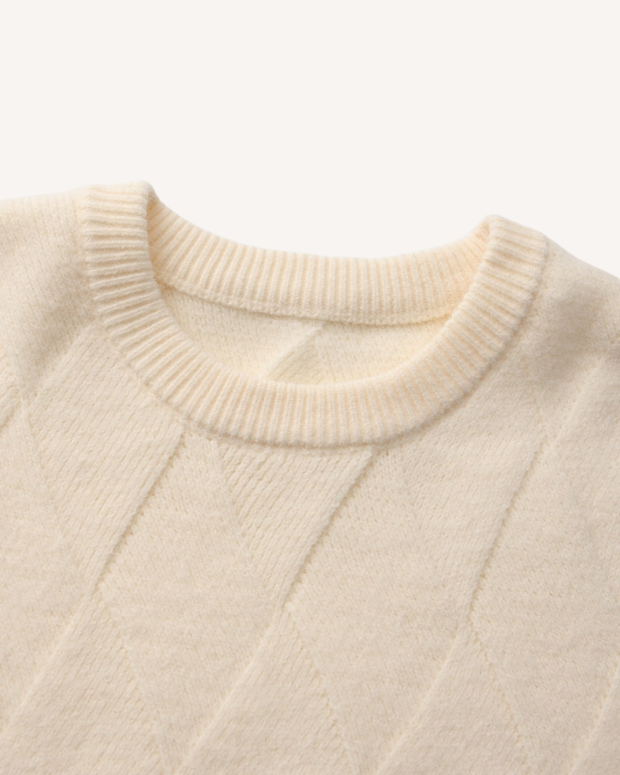 Pull homme à col rond, motif losanges en relief, manches longues - Adriel