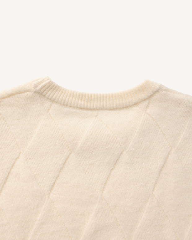 Pull homme à col rond, motif losanges en relief, manches longues - Adriel