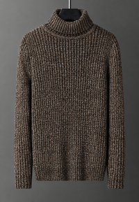 Pull homme à col roulé, maille côtelée à texture marquée - Nereo