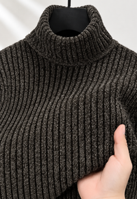 Pull homme à col roulé, maille côtelée à texture marquée - Nereo
