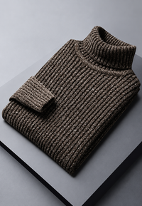Pull homme à col roulé, maille côtelée à texture marquée - Nereo