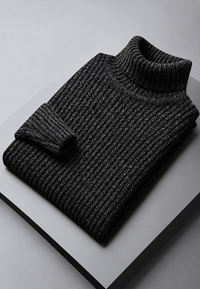 Pull homme à col roulé, maille côtelée à texture marquée - Nereo