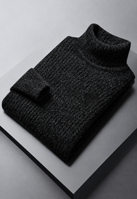 Pull homme à col roulé, maille côtelée à texture marquée - Nereo