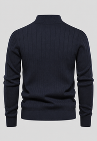 Pull homme à demi-fermeture éclair, col montant et motif côtelé - Mikkel