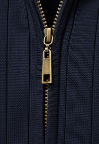 Pull homme à demi-fermeture éclair, col montant et motif côtelé - Mikkel