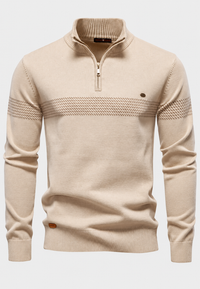 Pull homme à demi-fermeture éclair, col montant et rayures géométriques - Nolan