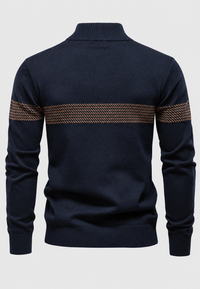 Pull homme à demi-fermeture éclair, col montant et rayures géométriques - Nolan