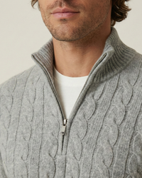 Pull homme à demi-fermeture éclair, col montant, maille torsadée - Moritz