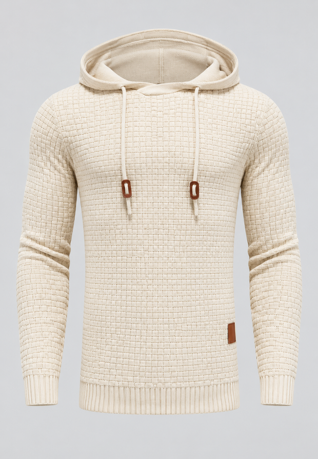 Pull homme en maille texturée avec capuche ajustable - Ciro