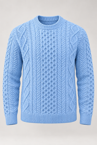 Herrenpullover mit Zopfmuster, Rundhalsausschnitt und langen Ärmeln – Bastien