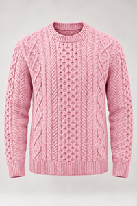Herrenpullover mit Zopfmuster, Rundhalsausschnitt und langen Ärmeln – Bastien