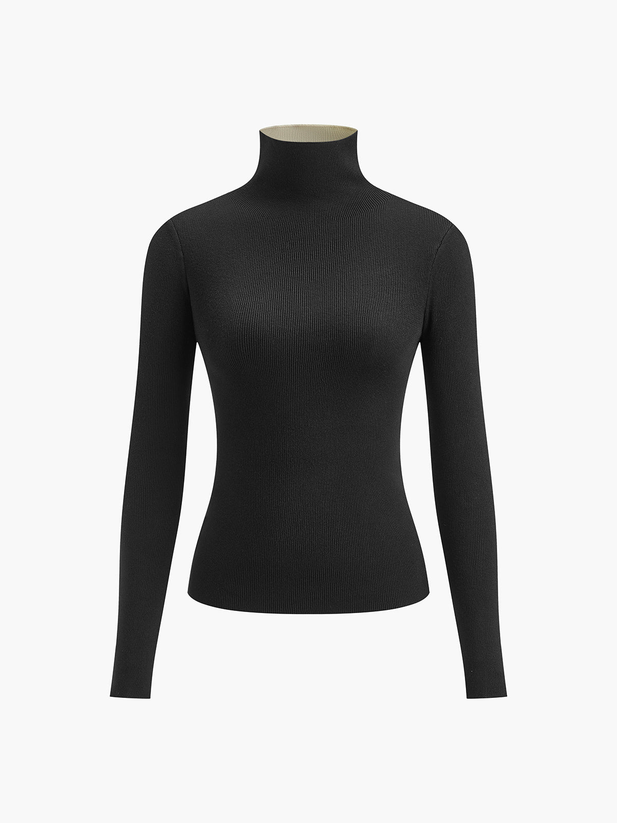 Langärmeliger Strickpullover mit hohem Kragen – Maren