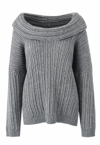 Damenpullover mit asymmetrischem Ausschnitt und freiliegender Schulter – Séverine