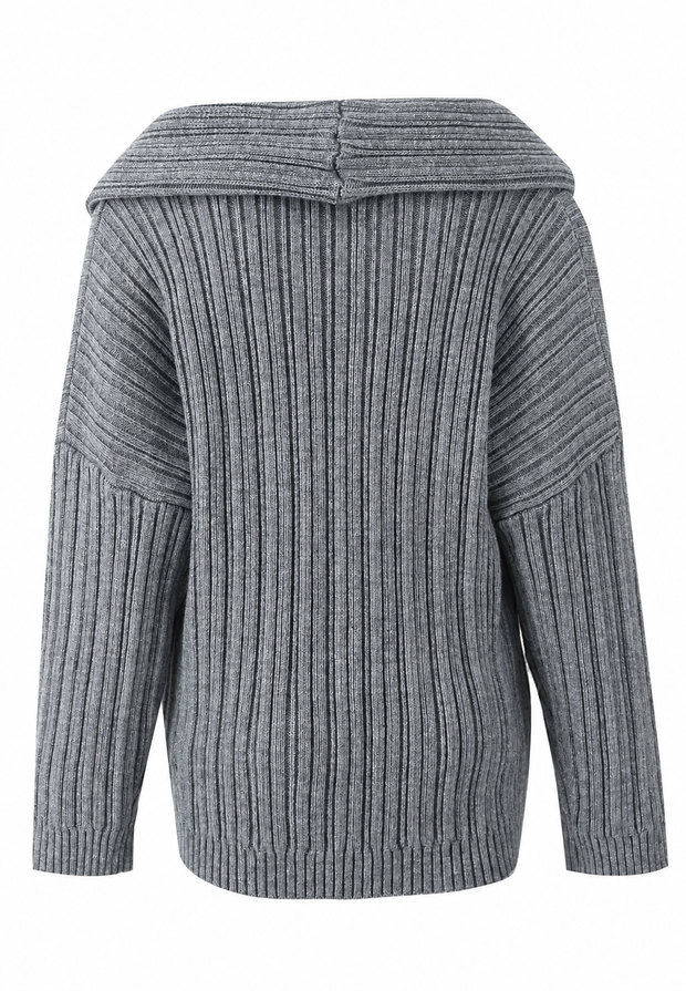 Damenpullover mit asymmetrischem Ausschnitt und freiliegender Schulter – Séverine
