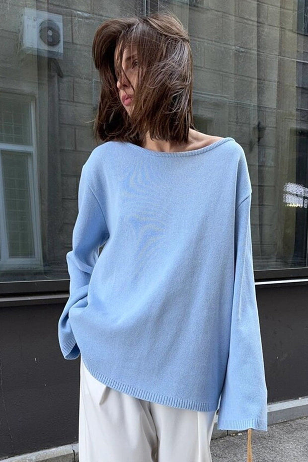 Pull femme oversize à dos nu et manches longues - Mireya