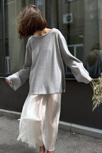 Oversize-Damenpullover mit offenem Rücken und langen Ärmeln – Mireya