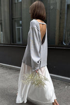 Oversize-Damenpullover mit offenem Rücken und langen Ärmeln – Mireya