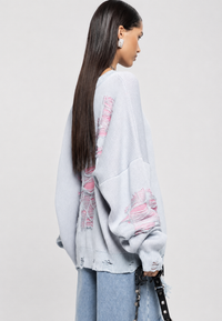 Oversize-Strickpullover für Damen mit offenem Strickmuster und dekorativen Rissen – Vianne