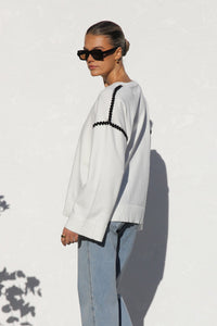 Pull femme oversize à rayures et col montant - Ottilie