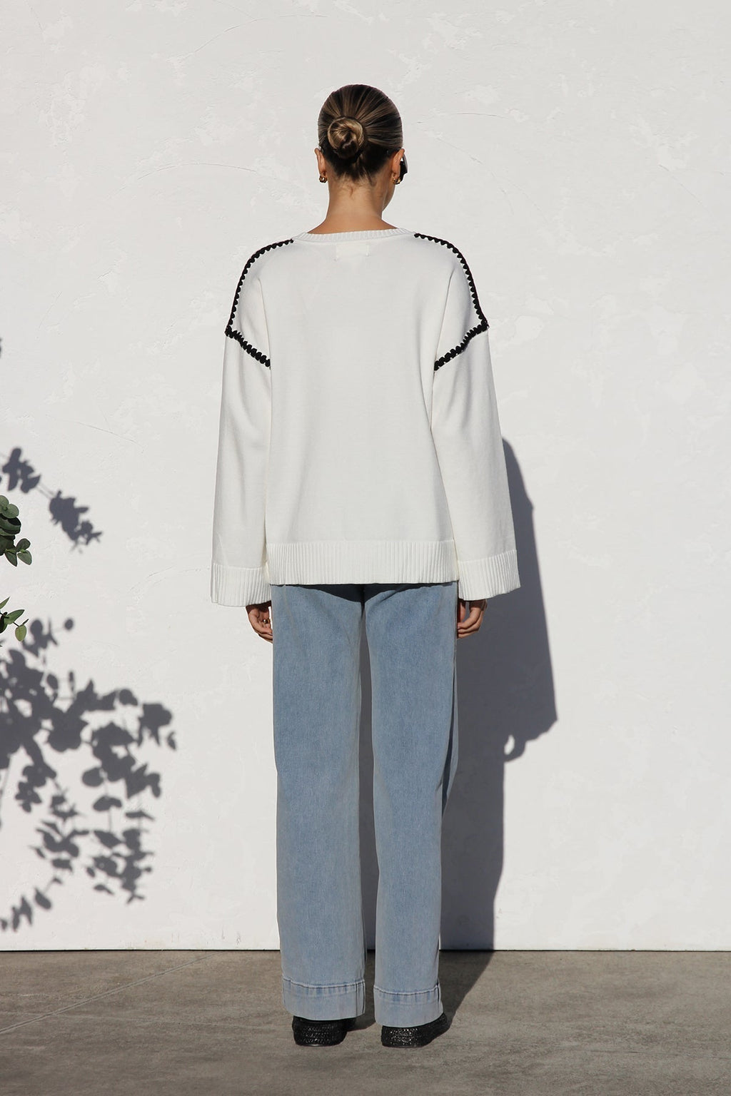 Oversize-Strickpullover für Damen mit Streifen und hohem Kragen – Ottilie