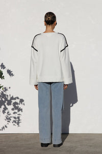 Pull femme oversize à rayures et col montant - Ottilie