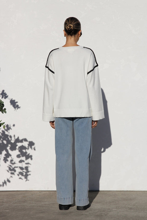 Pull femme oversize à rayures et col montant - Ottilie