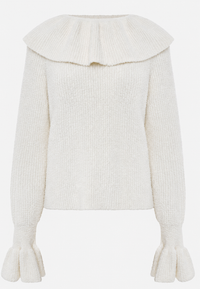 Damenpullover mit Rüschenkragen und langen Ärmeln – Capucine