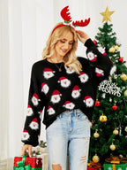Weihnachtspullover für Damen mit langem Ärmel im Weihnachtsmann-Design – Narela