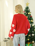 Weihnachtspullover für Damen mit langem Ärmel im Weihnachtsmann-Design – Narela