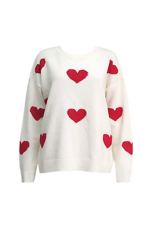 Pull oversize en maille avec des cœurs - Barissa