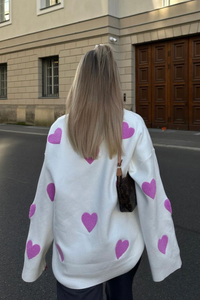 Pull oversize en maille avec des cœurs - Barissa