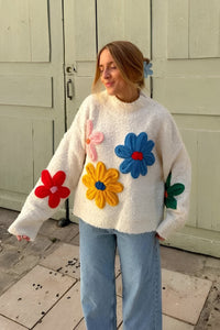 Pull oversize en maille avec motifs floraux en relief - Artelia