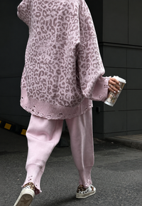 Oversize-Pullover für Damen mit grafischem Print und Zerrissen-Effekt – Liora