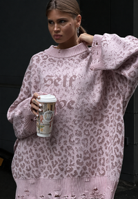 Oversize-Pullover für Damen mit grafischem Print und Zerrissen-Effekt – Liora