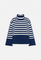 Oversize-Pullover für Damen, gestreift, mit Rollkragen und weiten Ärmeln – Leonie