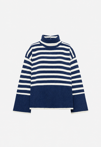 Pull oversize pour femme à rayures, col roulé et manches larges - Leonie