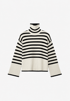 Oversize-Pullover für Damen, gestreift, mit Rollkragen und weiten Ärmeln – Leonie