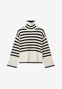 Pull oversize pour femme à rayures, col roulé et manches larges - Leonie