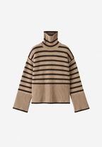 Oversize-Pullover für Damen, gestreift, mit Rollkragen und weiten Ärmeln – Leonie