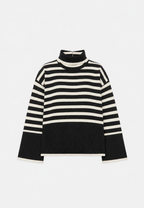 Oversize-Pullover für Damen, gestreift, mit Rollkragen und weiten Ärmeln – Leonie