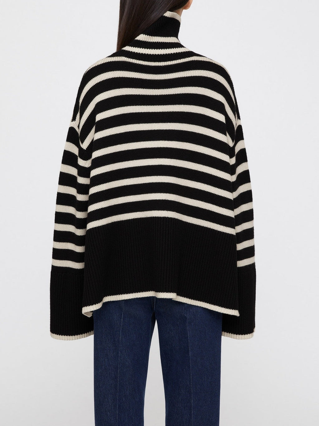 Oversize-Pullover für Damen, gestreift, mit Rollkragen und weiten Ärmeln – Leonie