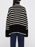 Oversize-Pullover für Damen, gestreift, mit Rollkragen und weiten Ärmeln – Leonie