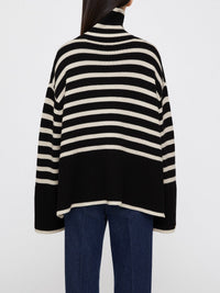 Pull oversize pour femme à rayures, col roulé et manches larges - Leonie