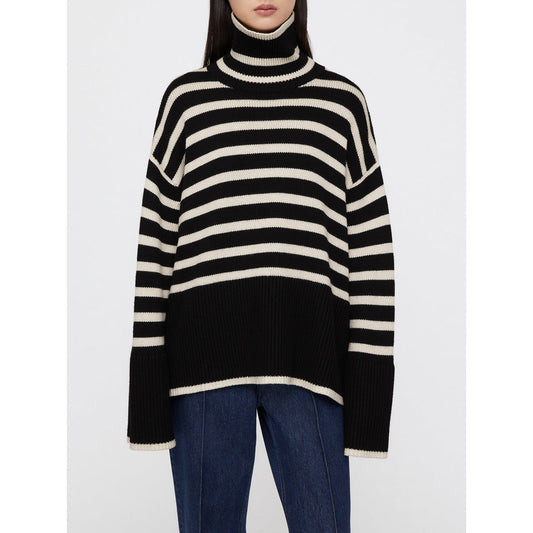 Pull oversize pour femme à rayures, col roulé et manches larges - Leonie